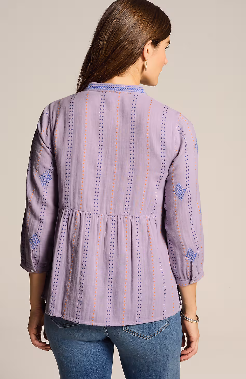 Cotton-Gauze Embroidered Popover