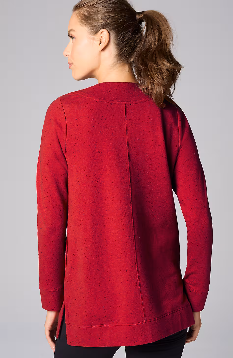 Fit Tweeded French Terry Side-Slit Tunic