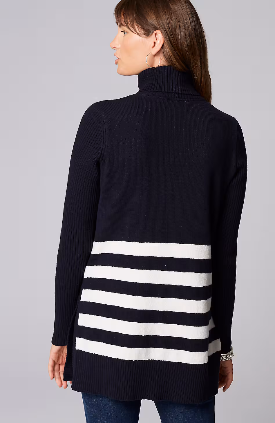 Ribbed-Sleeves Turtleneck Sweater