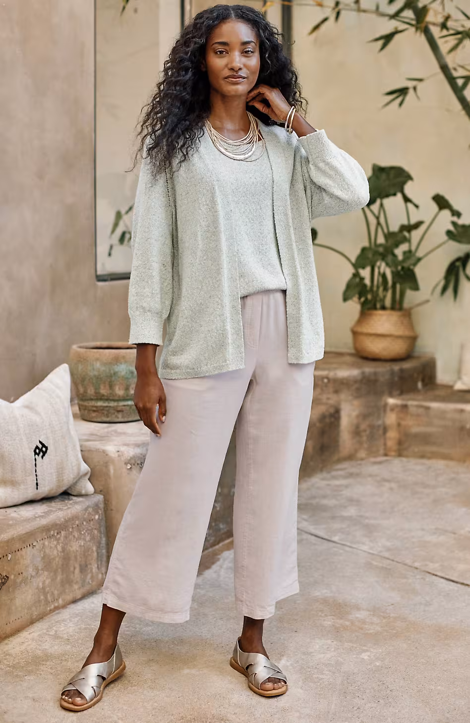 Pure Jill Linen-Blend Wide-Leg Crops
