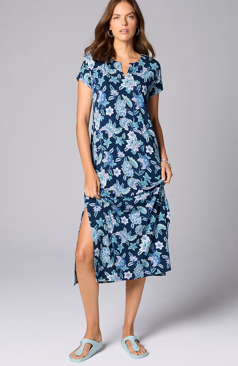 Split-Neck Maxi Dress