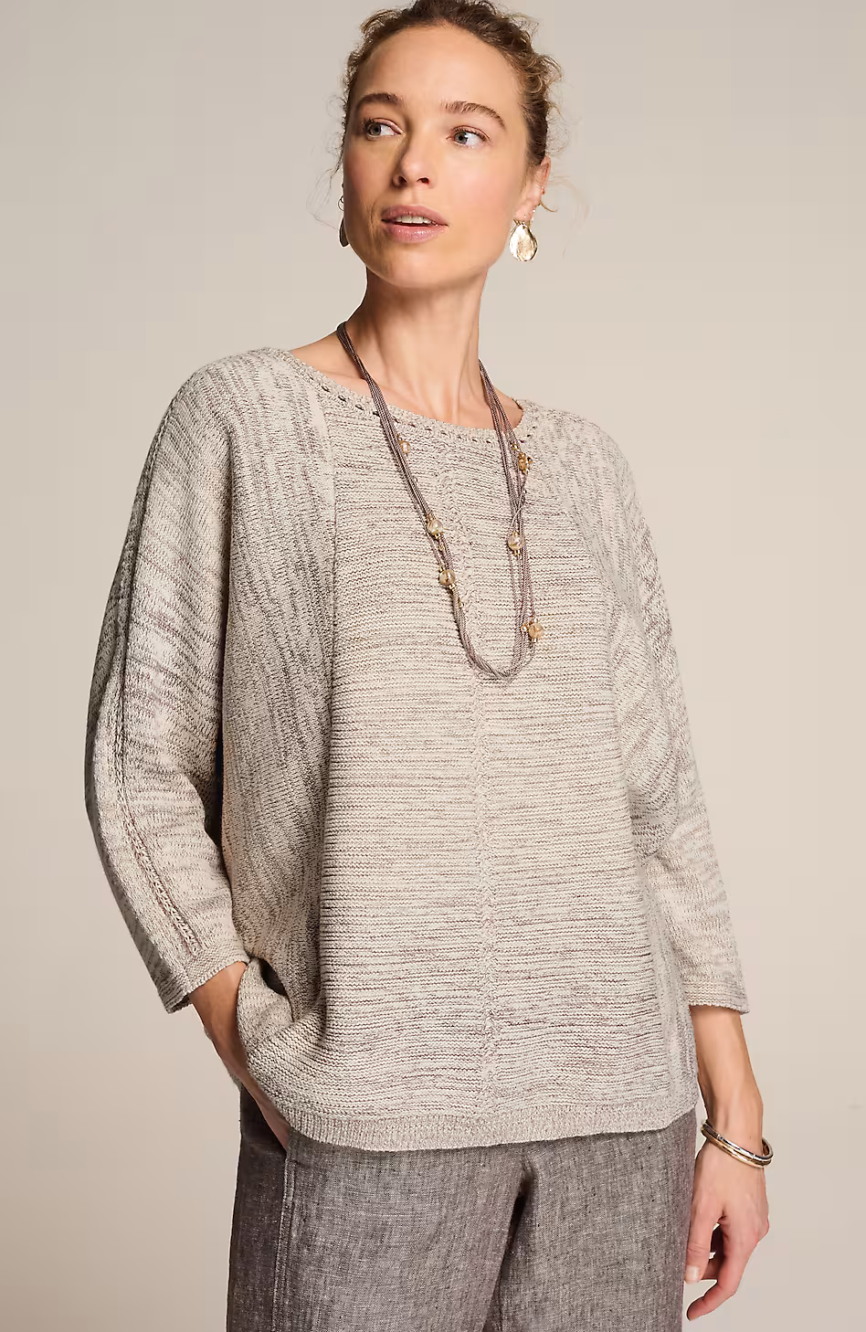 Pure Jill Textured Space-Dyed Sweater