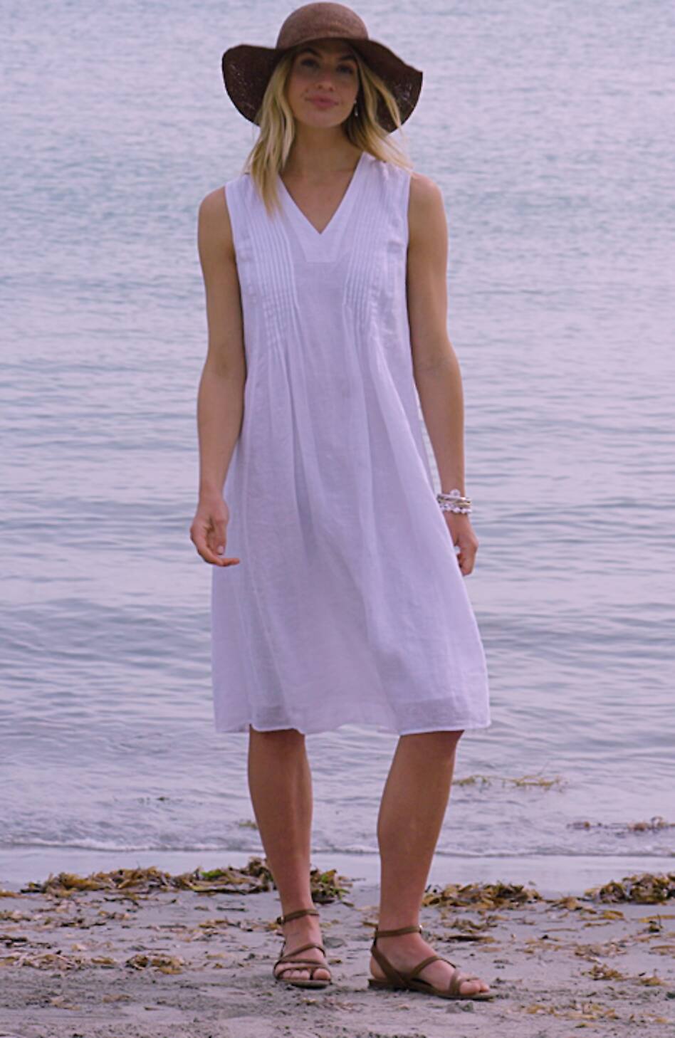 Pure Jill Linen Pintucked Dress
