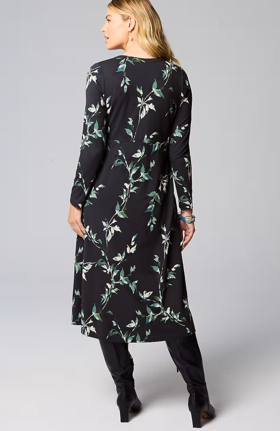 Pure Jill Printed-Knit Midi Dress