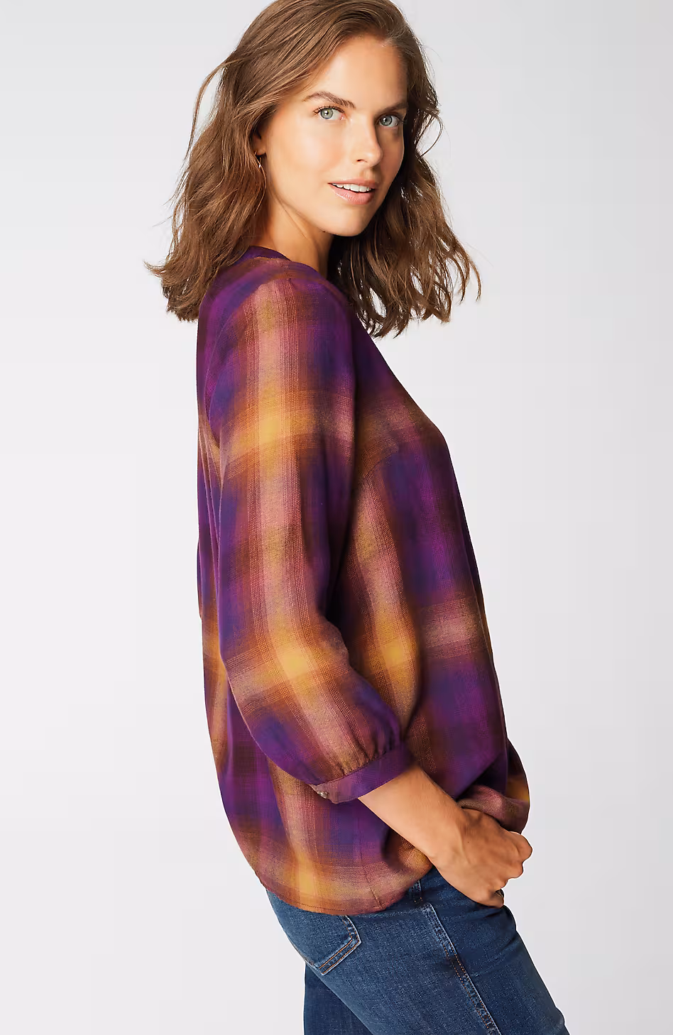 Soft-Brushed Plaid Popover