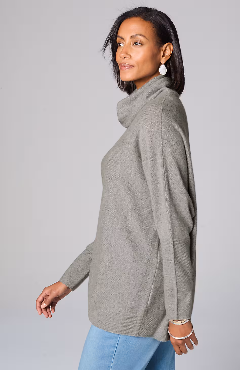 Pure Jill Scrunch-Neck Recycled-Cashmere Sweater