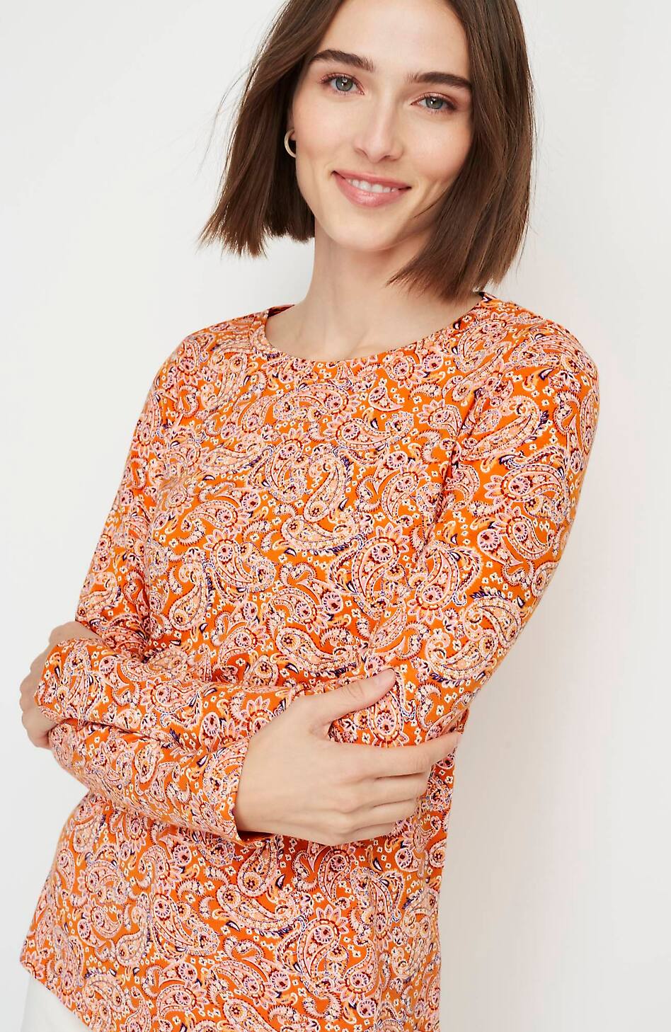 Long-Sleeve Pima Crew-Neck Tee