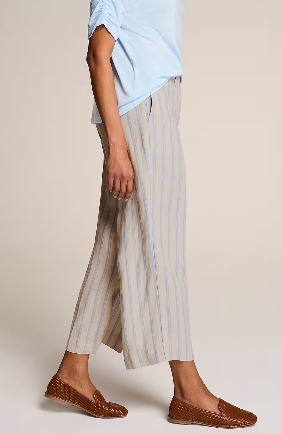 Linen Creased-Front Wide-Leg Pants