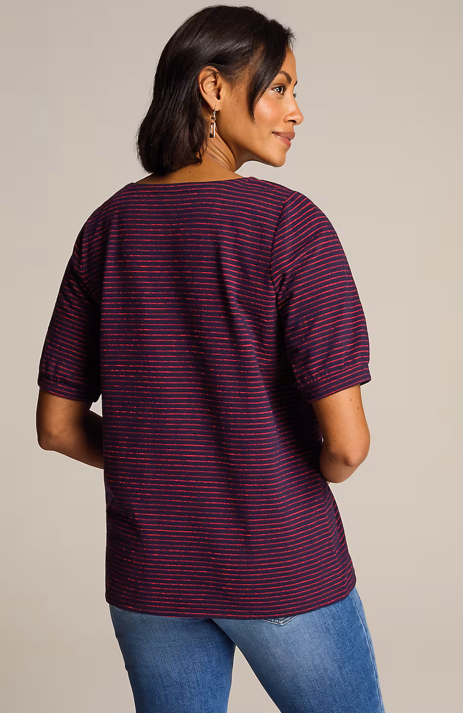 Striped-Jacquard Top