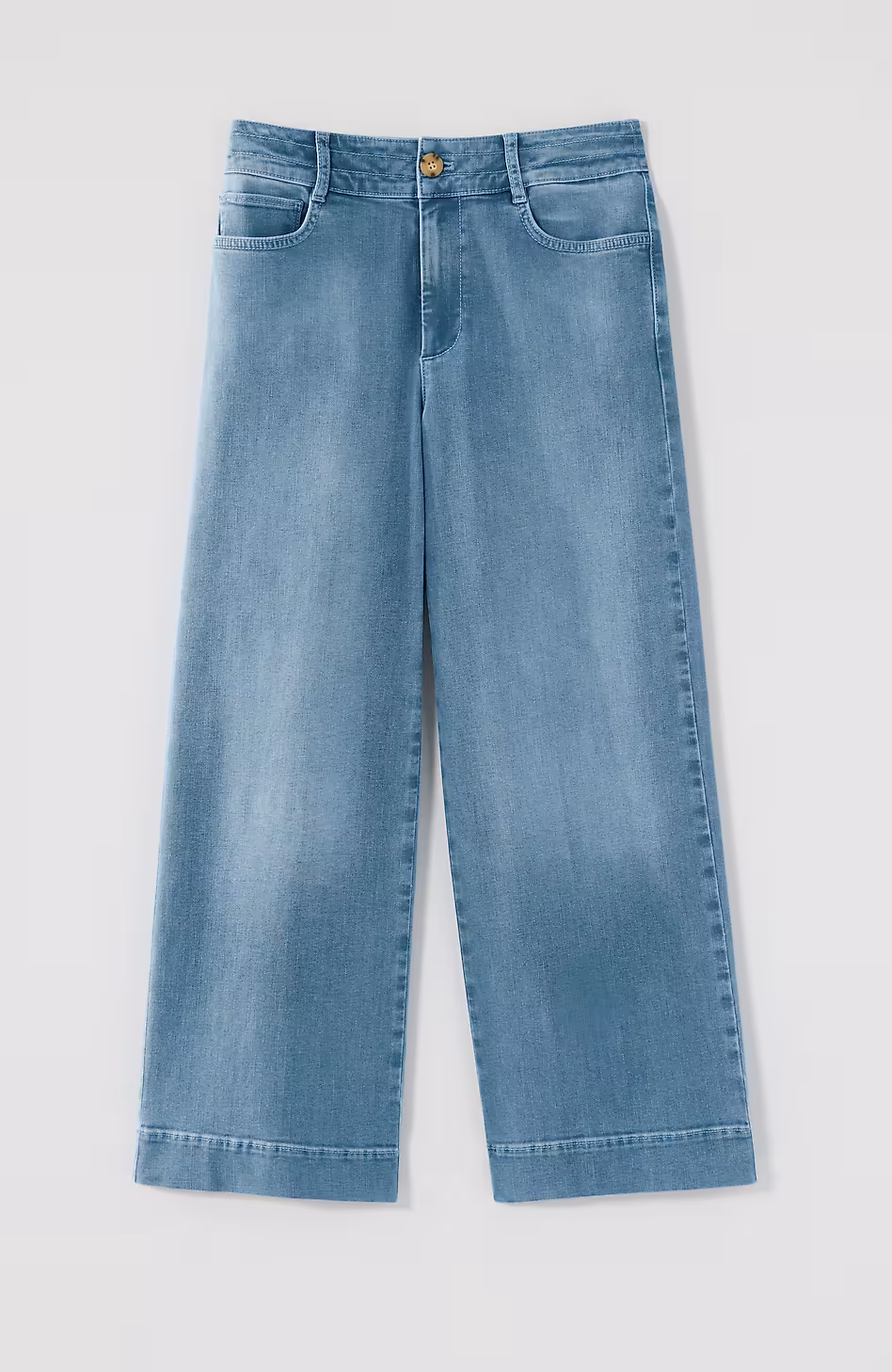 High-Rise Trapunto-Stitched Wide-Leg Jeans