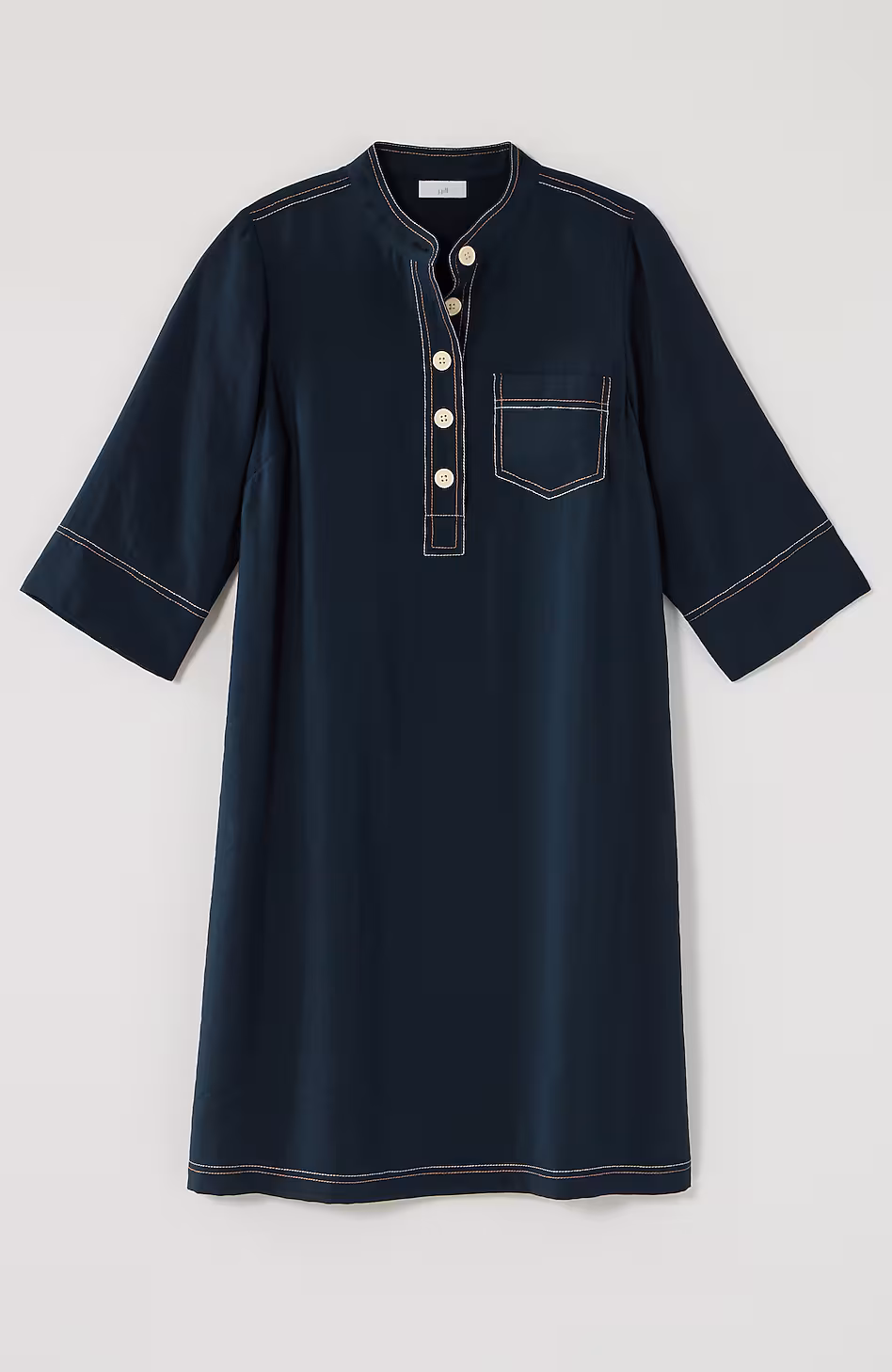 Contrasting-Stitch Shirtdress