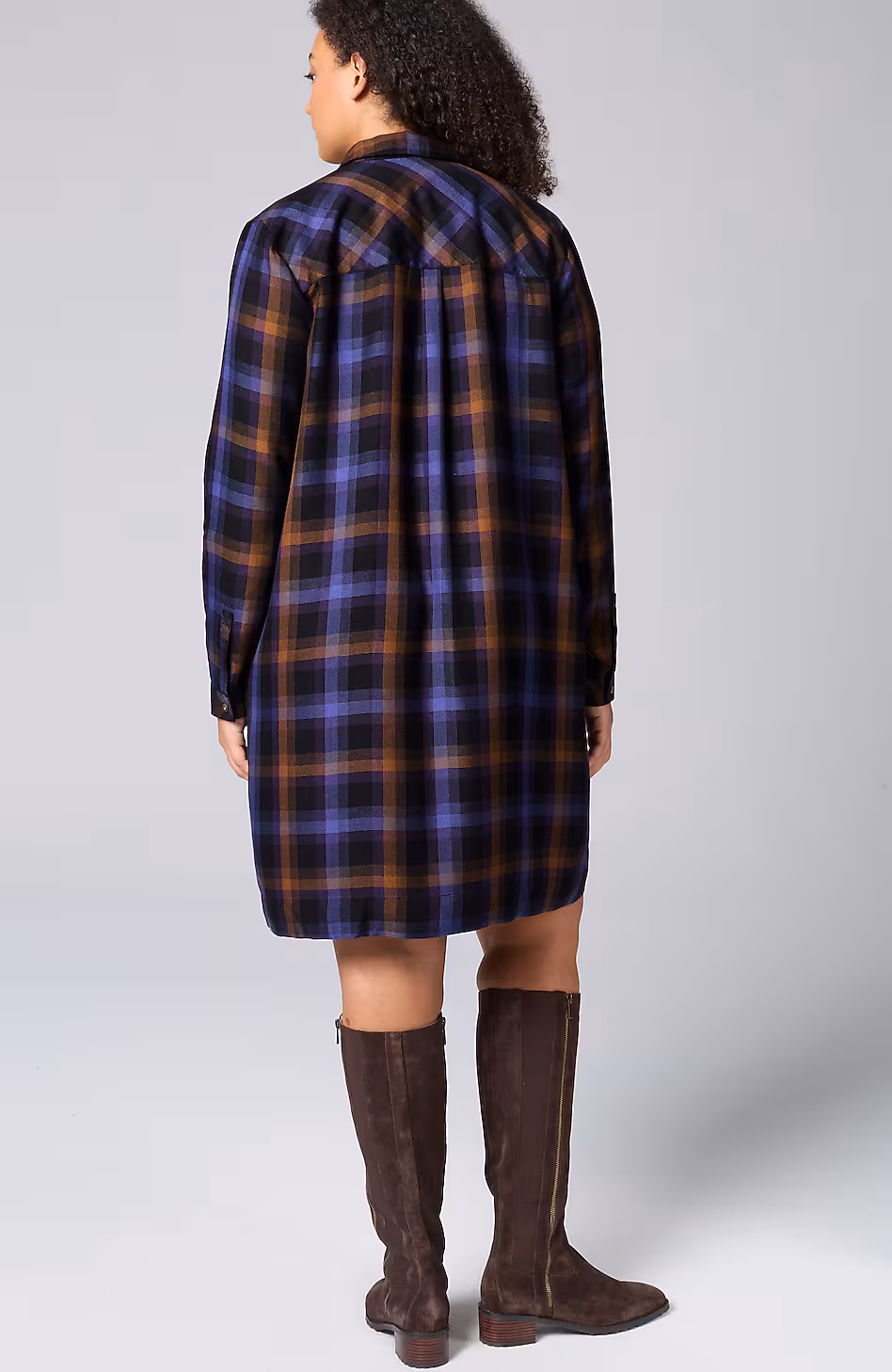 Plaid Split-Neck Dress