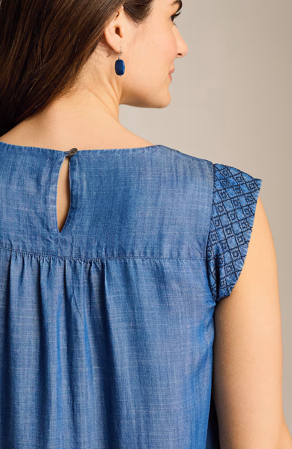 Embroidered Indigo Midi Dress