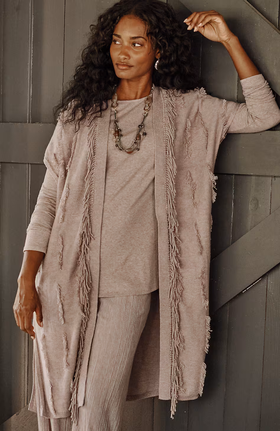 Pure Jill Jacquard Fringe Gilet