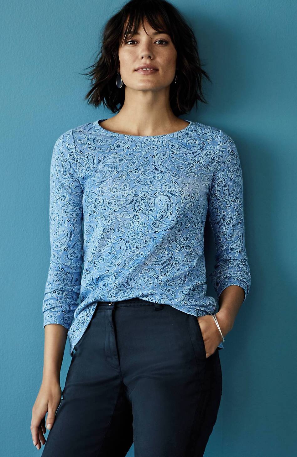 Long-Sleeve Pima Crew-Neck Tee