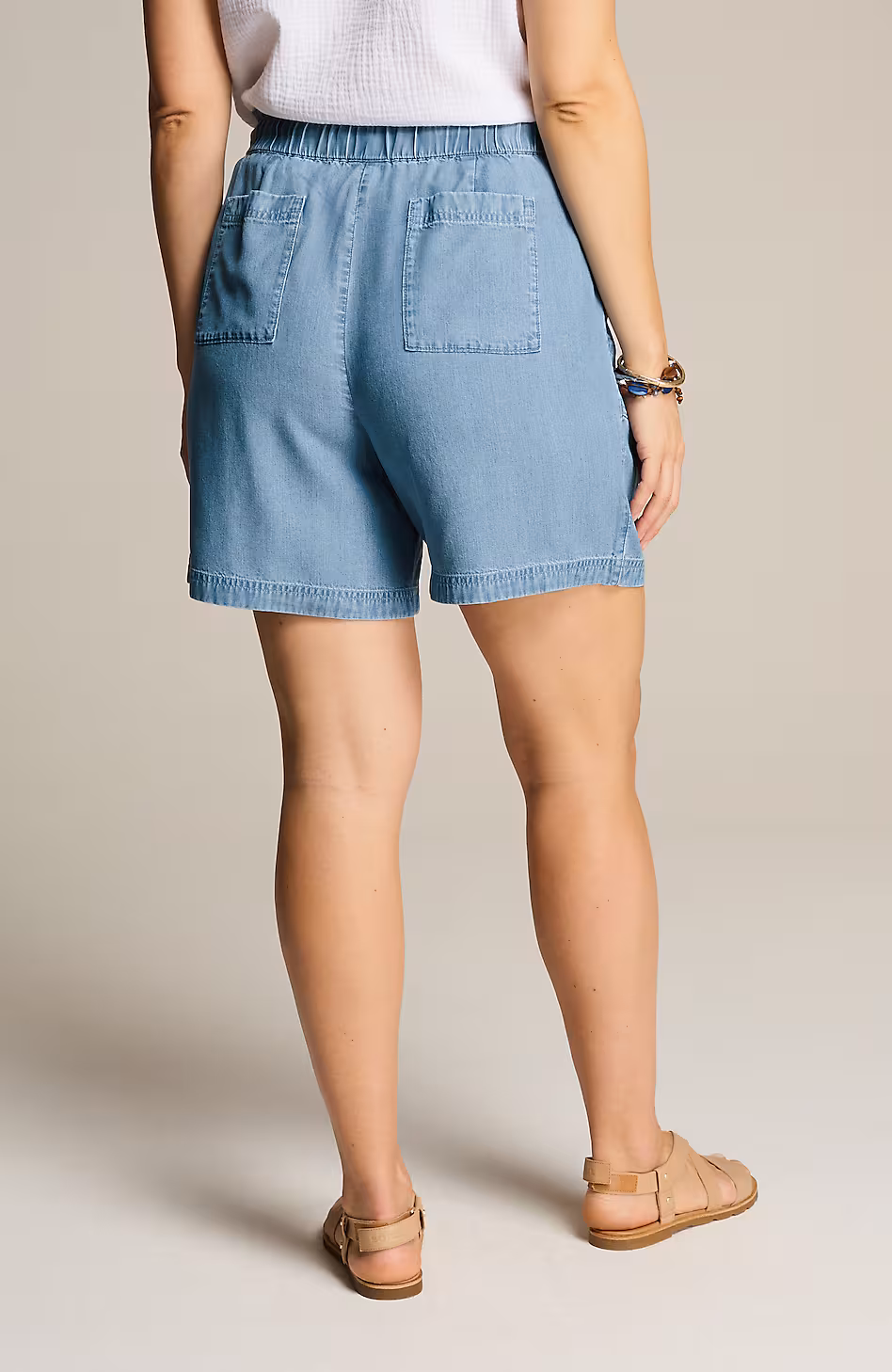 Indigo Tencel™ Lyocell Patch-Pocket Shorts