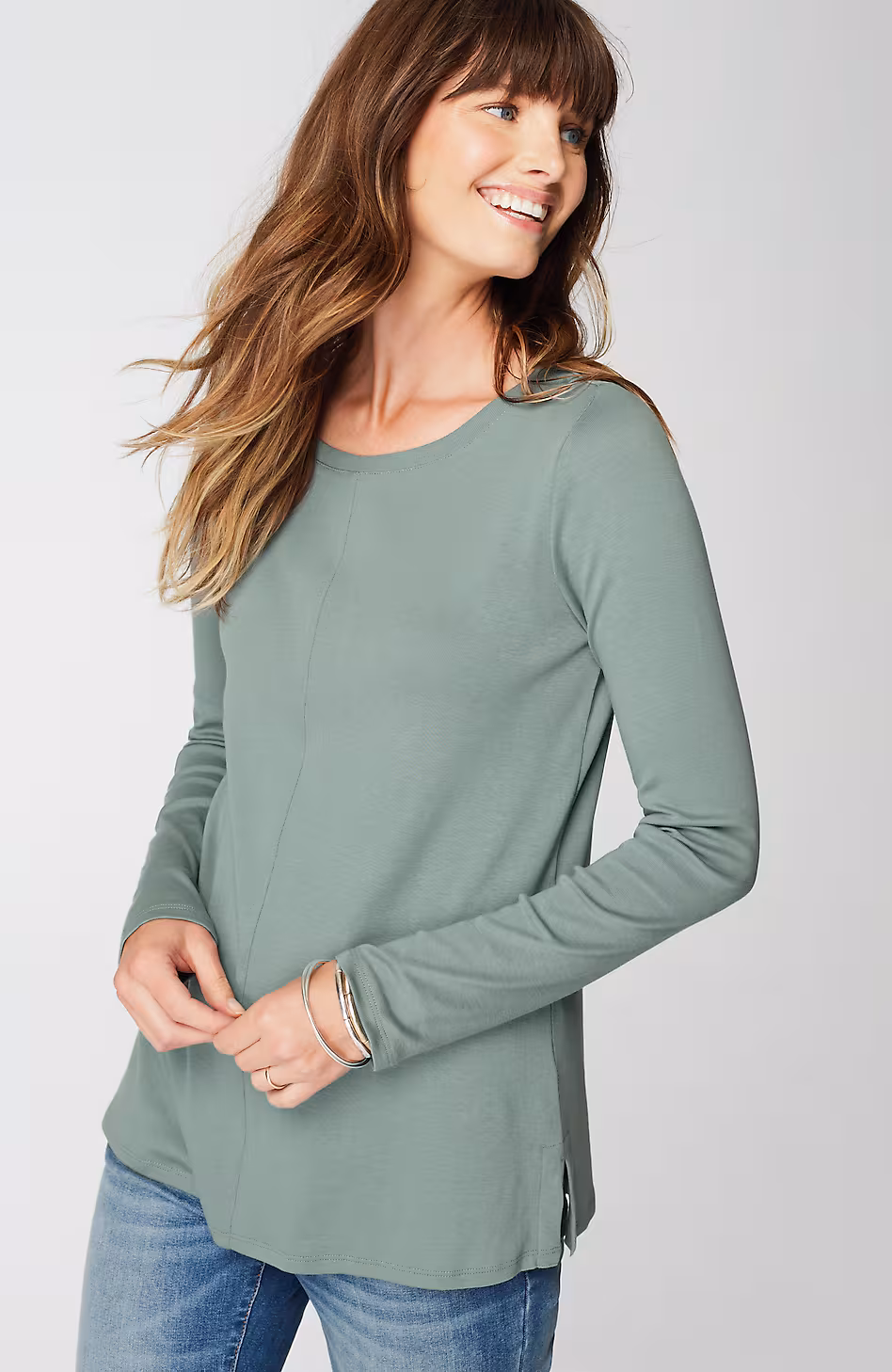 Long-Sleeve Pima Crew-Neck Tee