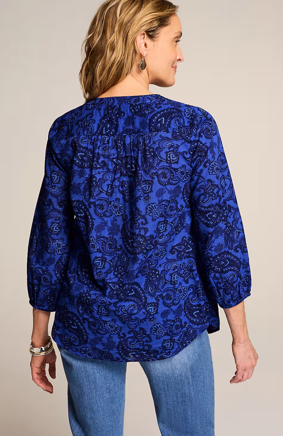 Cotton Voile Printed & Pintucked Top
