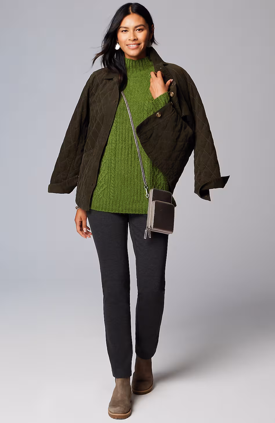 Mixed-Textures High-Neck Sweater