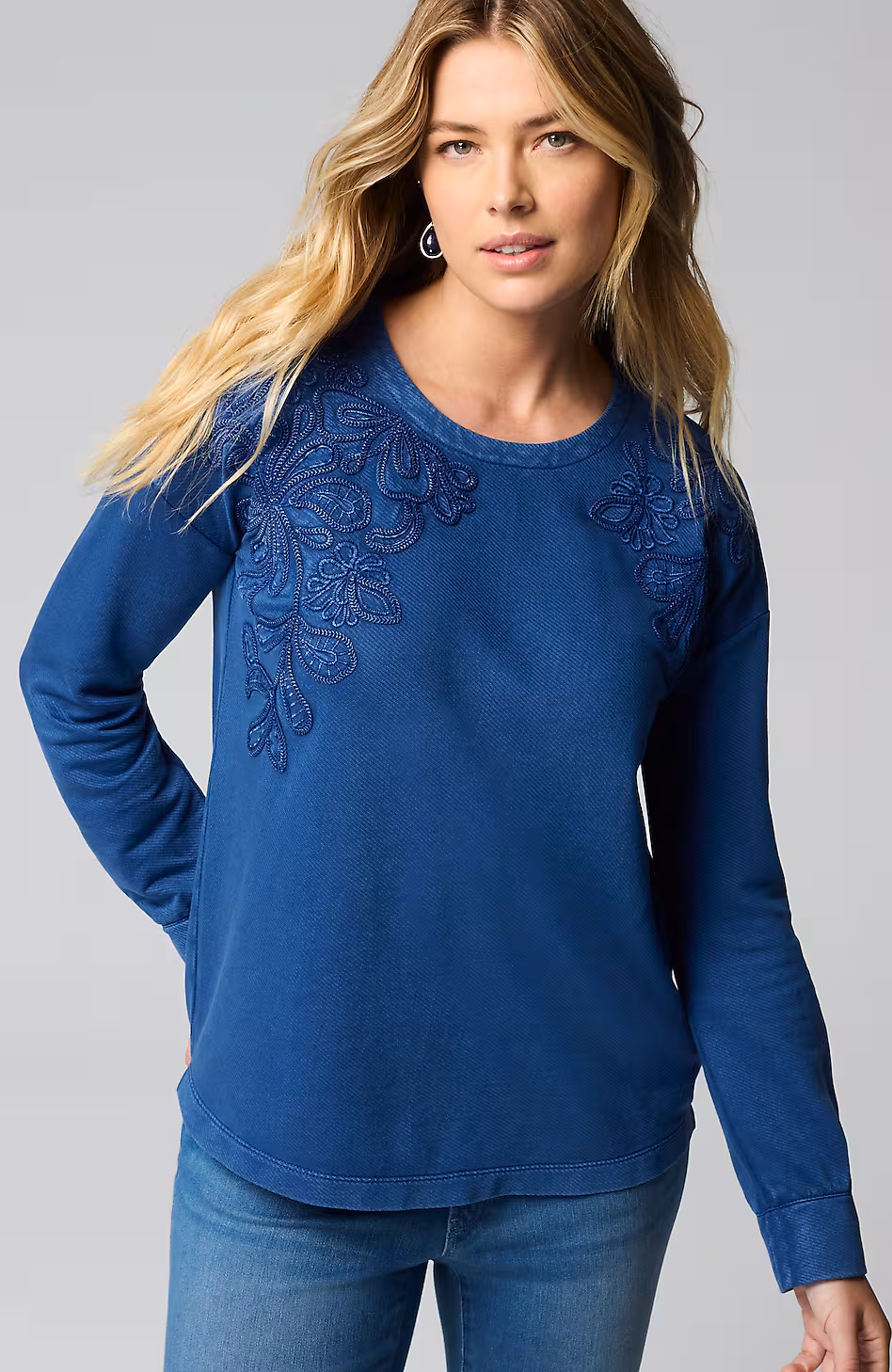 Pure Jill Relaxed Embroidered Top