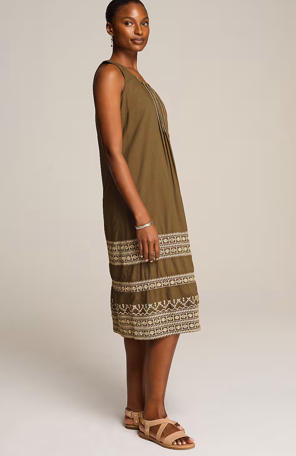 Pure Jill Embroidered Midi Dress