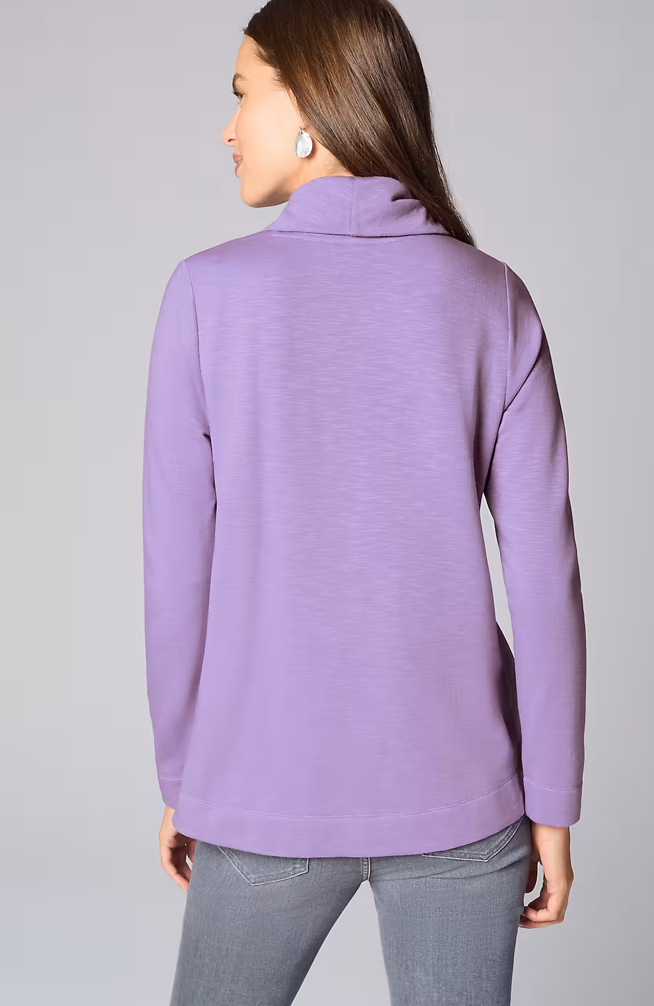 Brushed-Fleece Cowl-Neck Knit Top