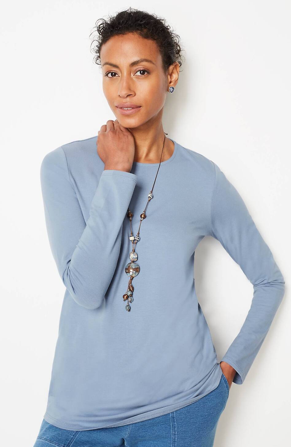 Pure Jill Long-Sleeve Shirttail Tee