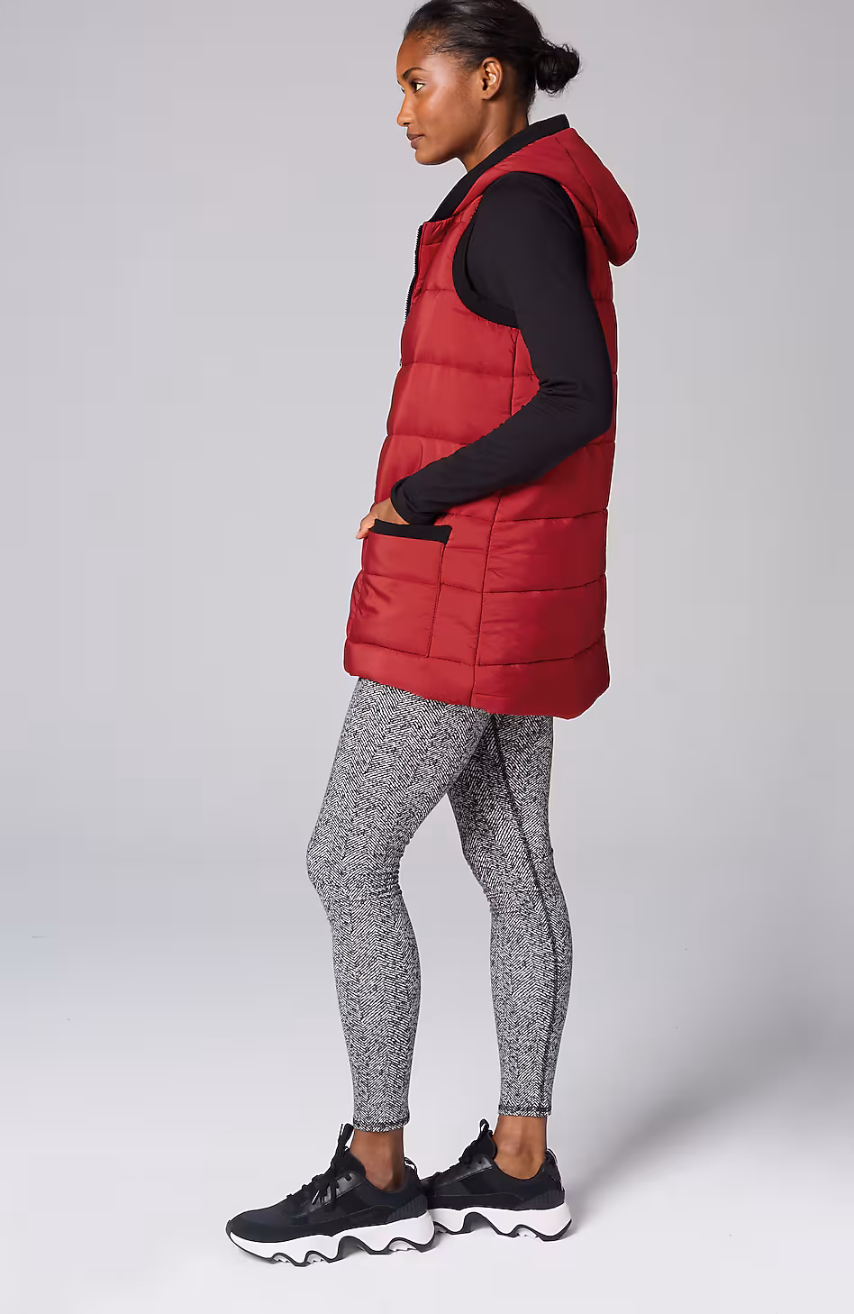Fit Rib-Trimmed Hooded Puffer Vest
