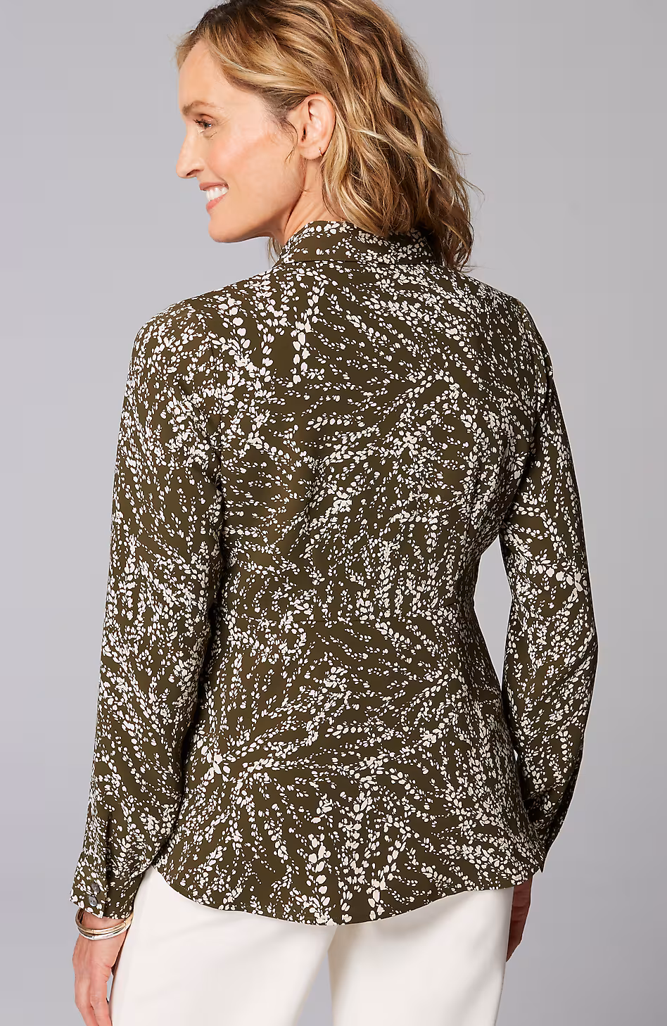 Wearever Easy-Care Pleated One-Button Top