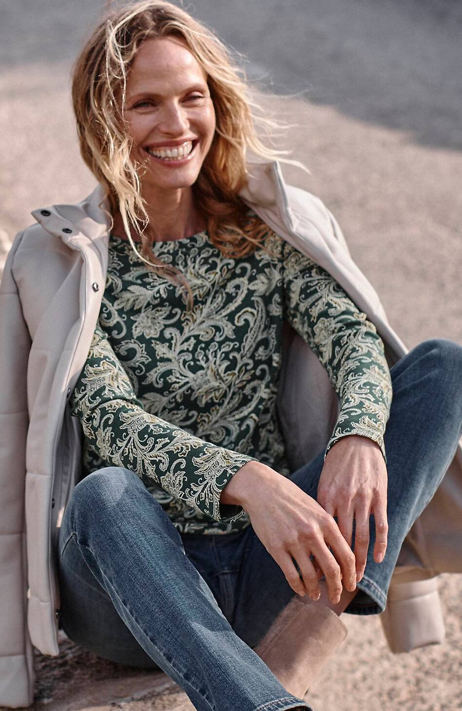 Long-Sleeve Pima Crew-Neck Tee