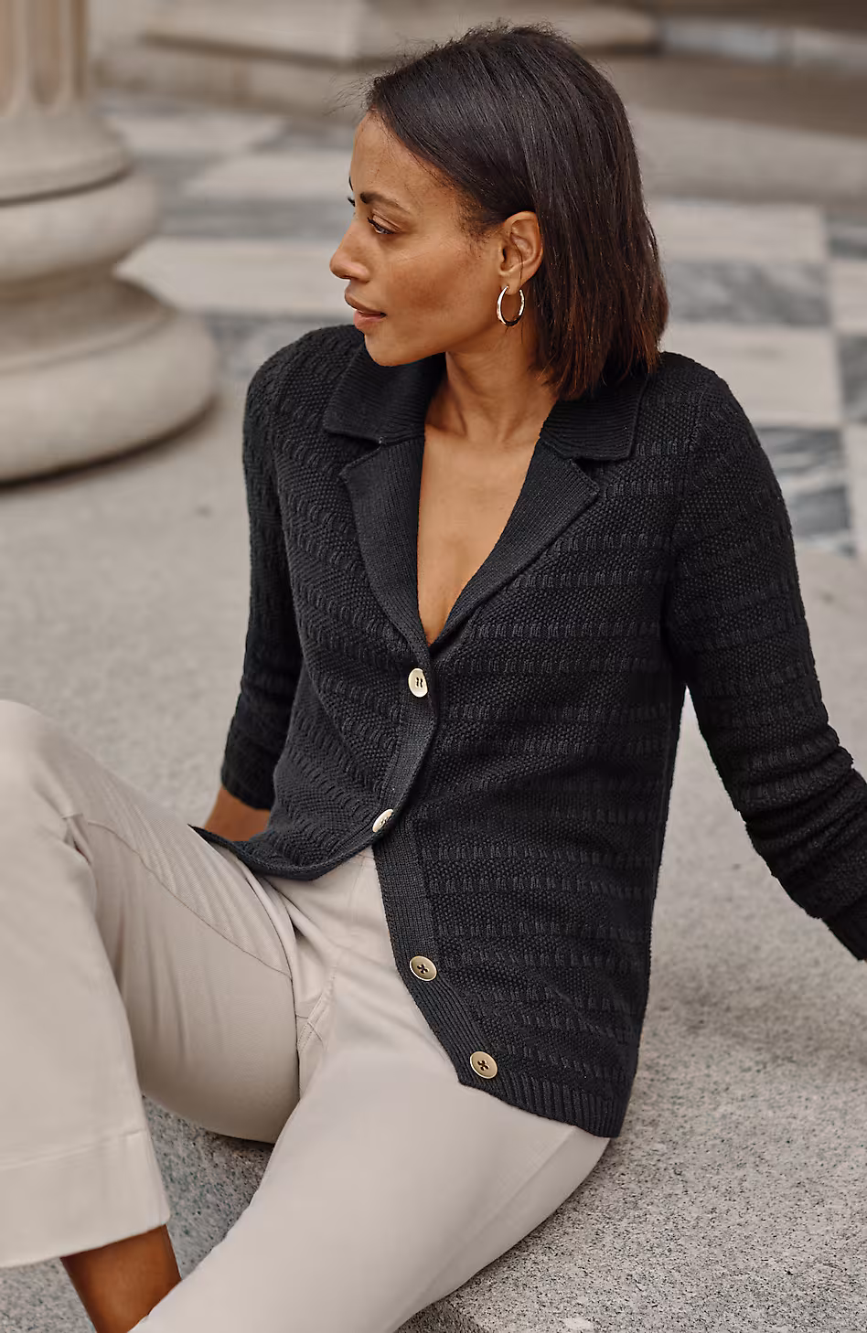 Wearever Textured Collared Cardi