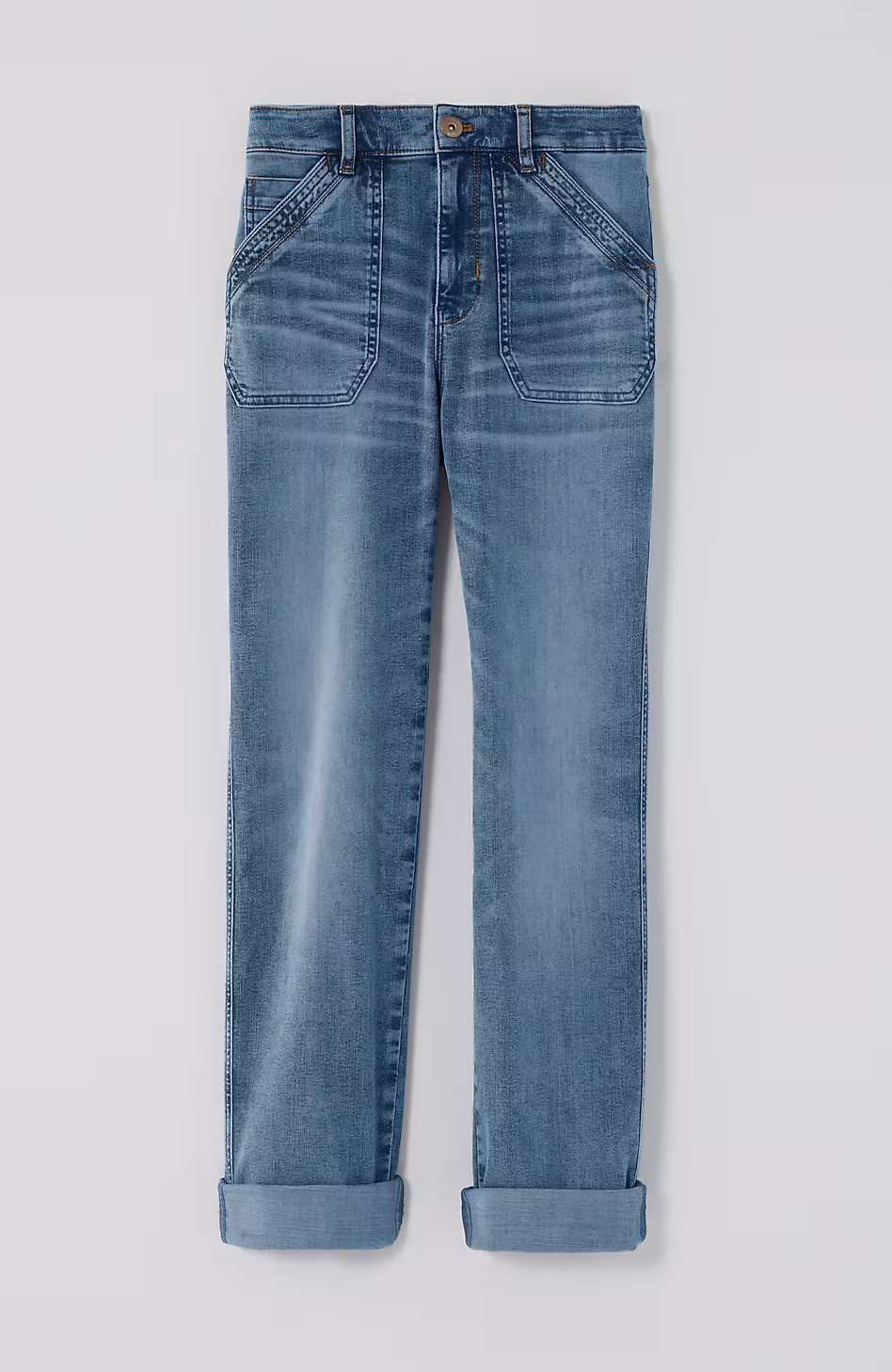 High-Rise Patch-Pocket Jeans