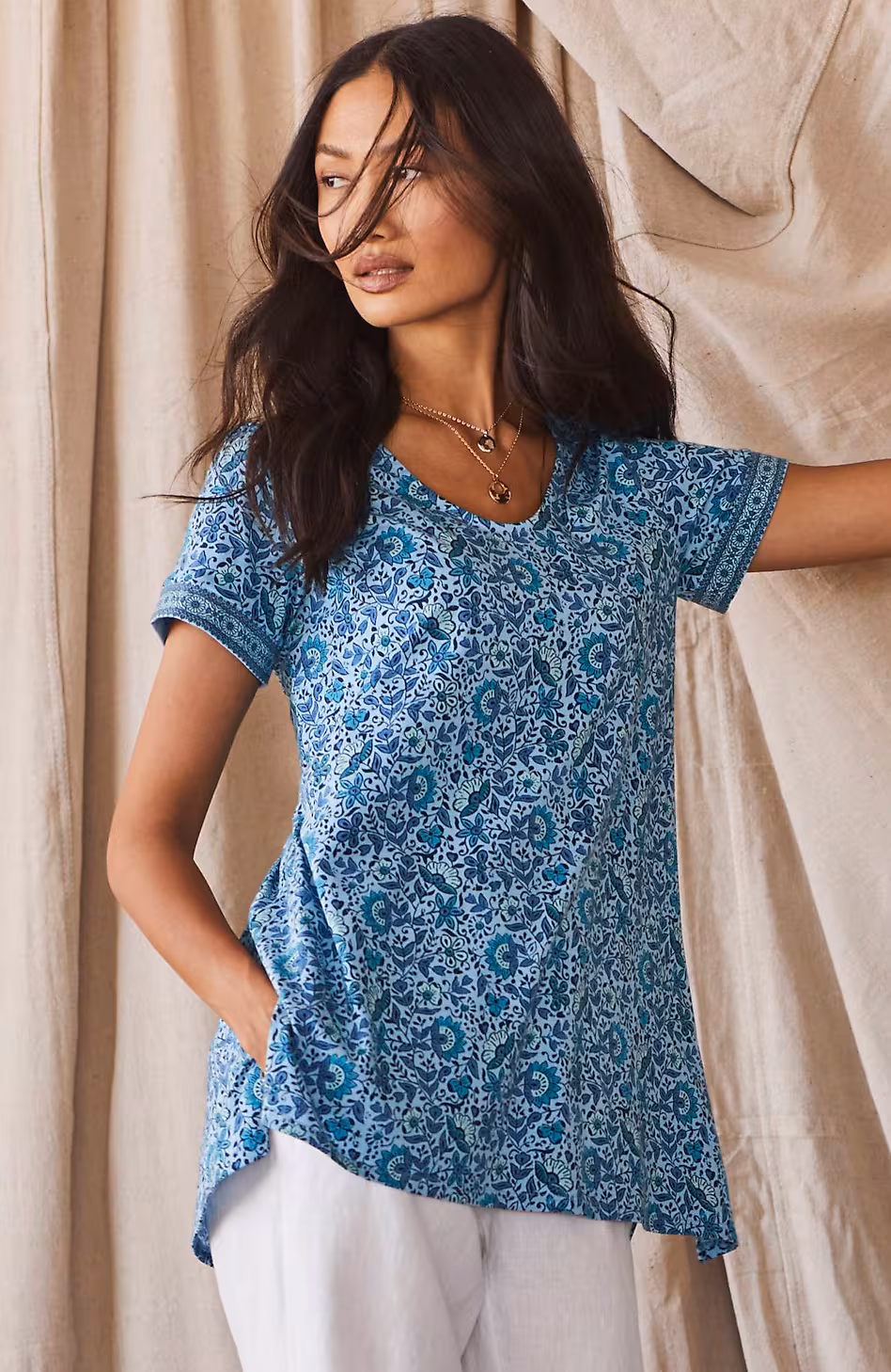 Pure Jill Side-Slit Elliptical Tee