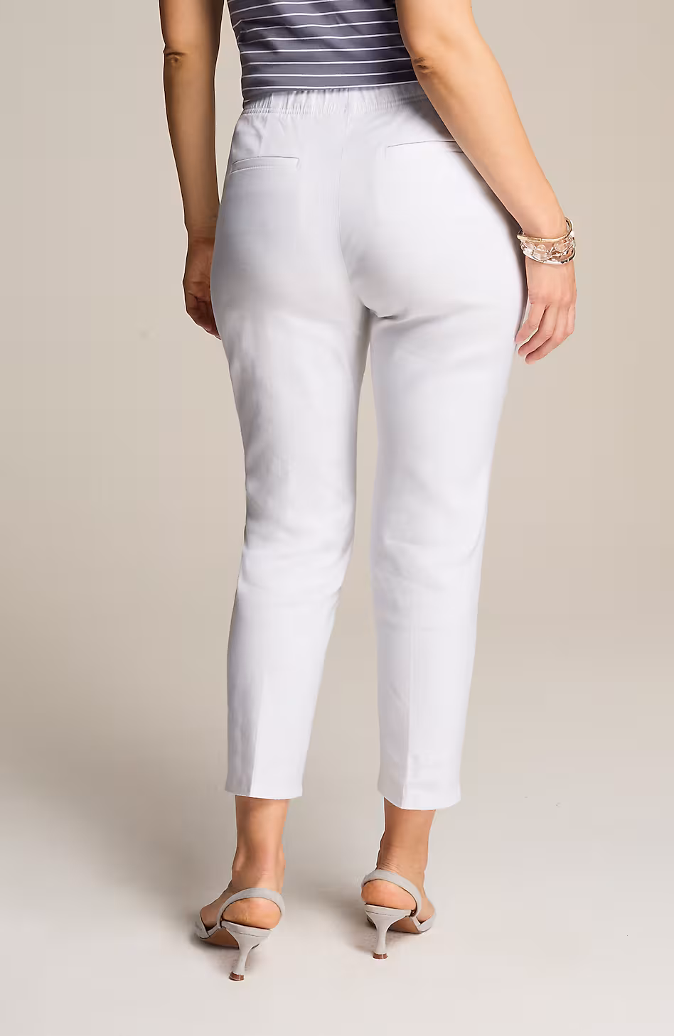 Linen-Stretch Angled-Pocket Slim-Leg Pants