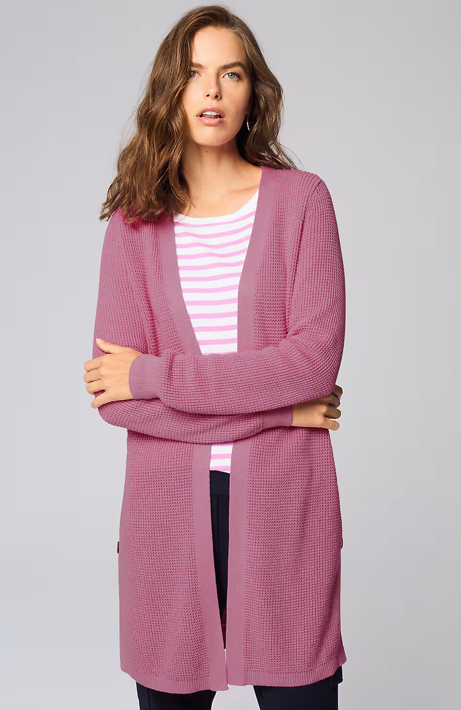 Textured Open-Front Cardi
