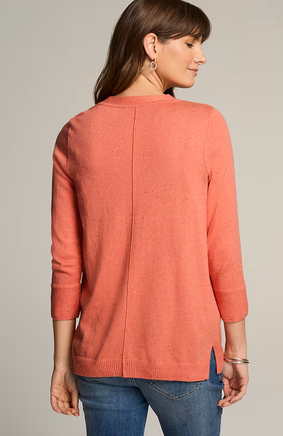 Tweed Pintucked Pullover Sweater