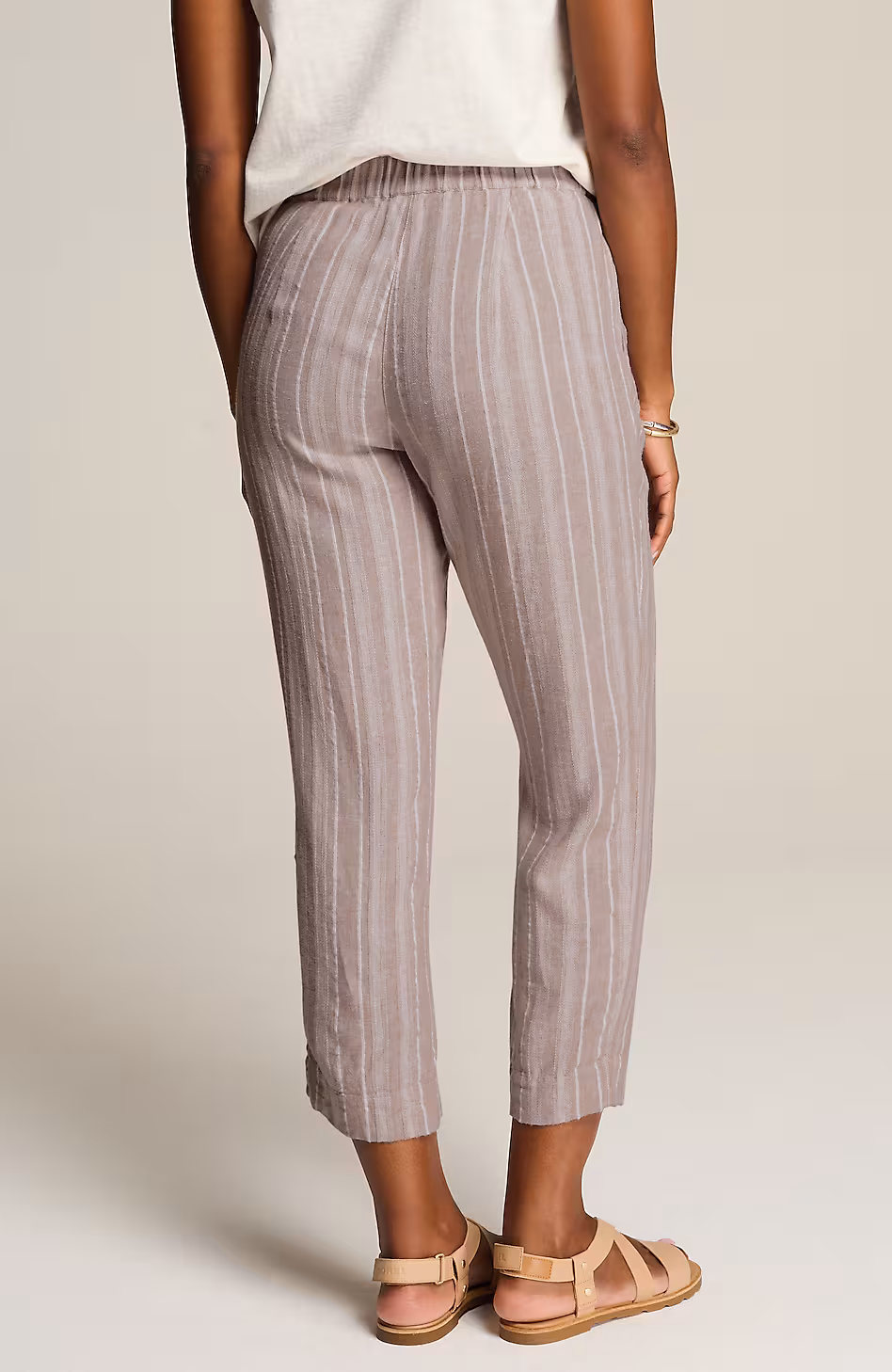 Pure Jill Textured-Stripes Cropped Pants