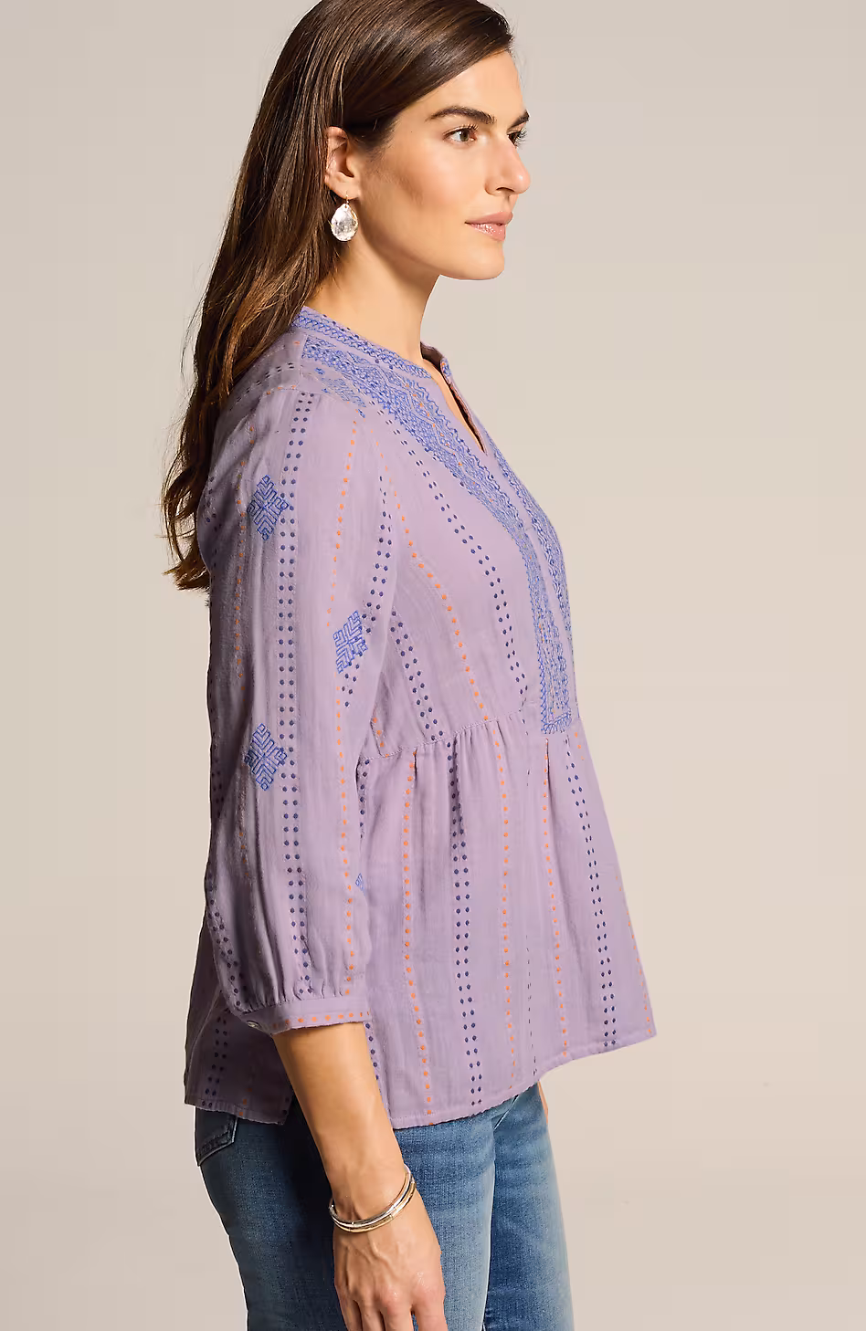 Cotton-Gauze Embroidered Popover