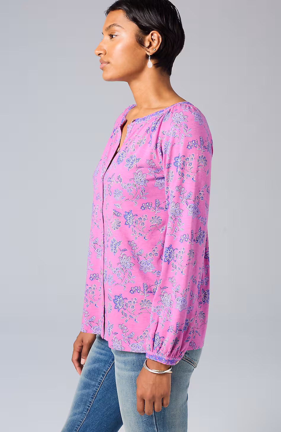 Jacobean-Printed & Embroidered Top