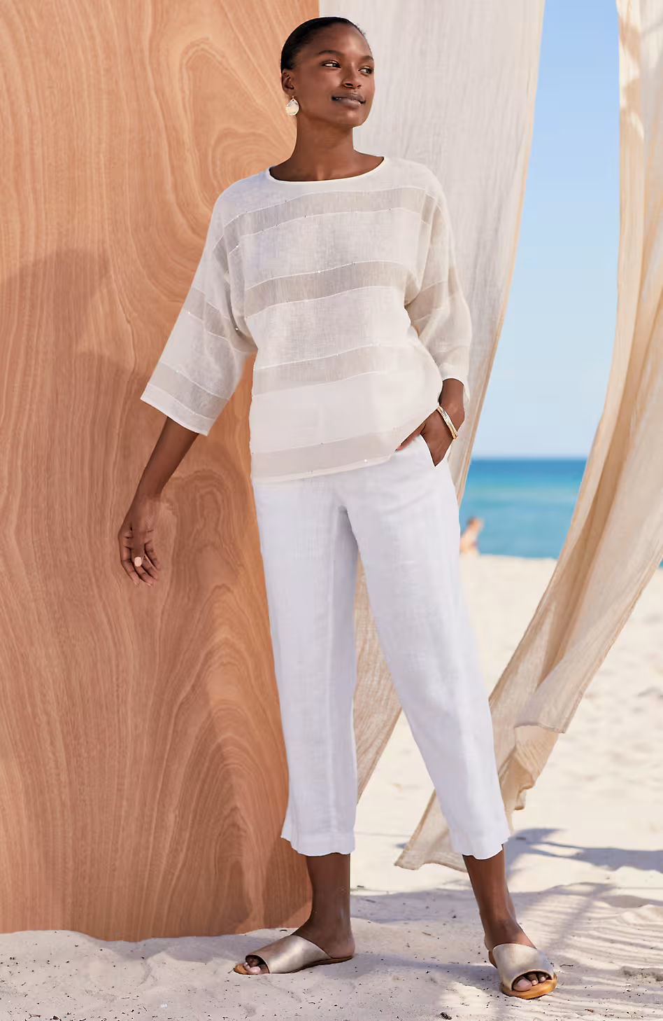 Pure Jill Linen Cropped Pants
