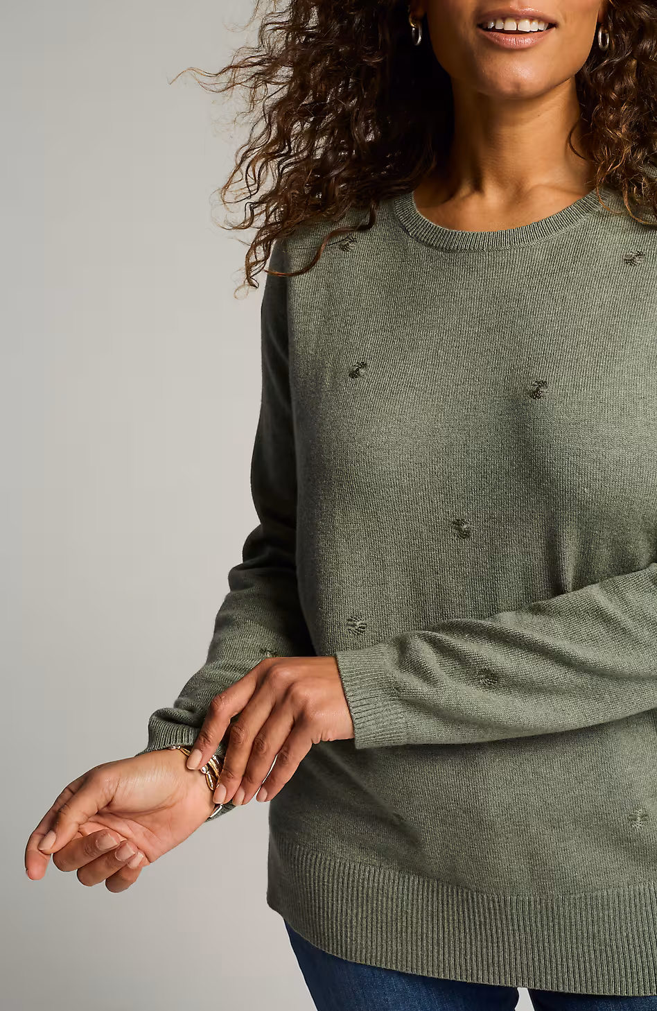 Dot-Embroidered Sweater