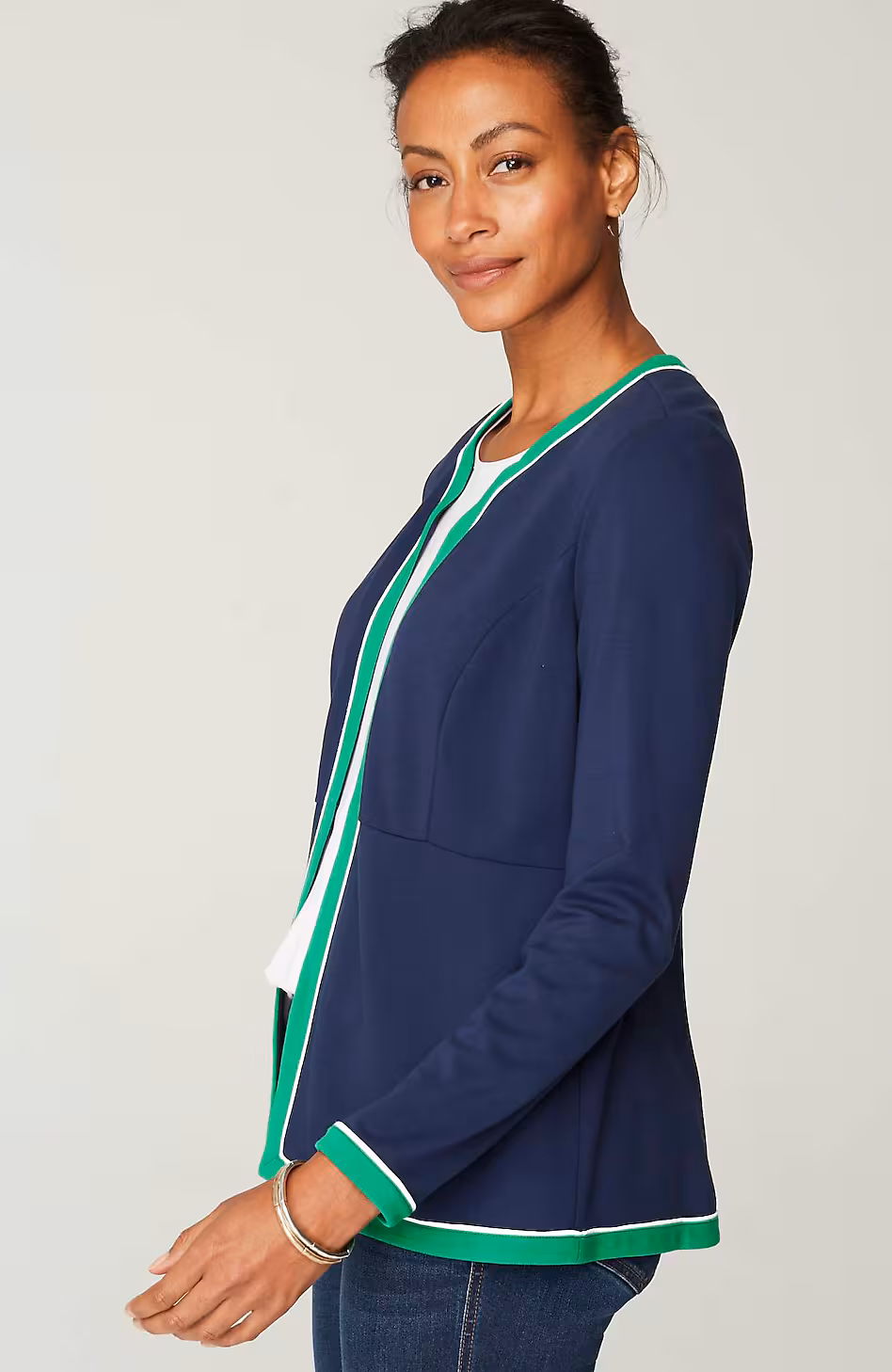 Wearever Double-Face Jersey Contrast-Trim Jacket