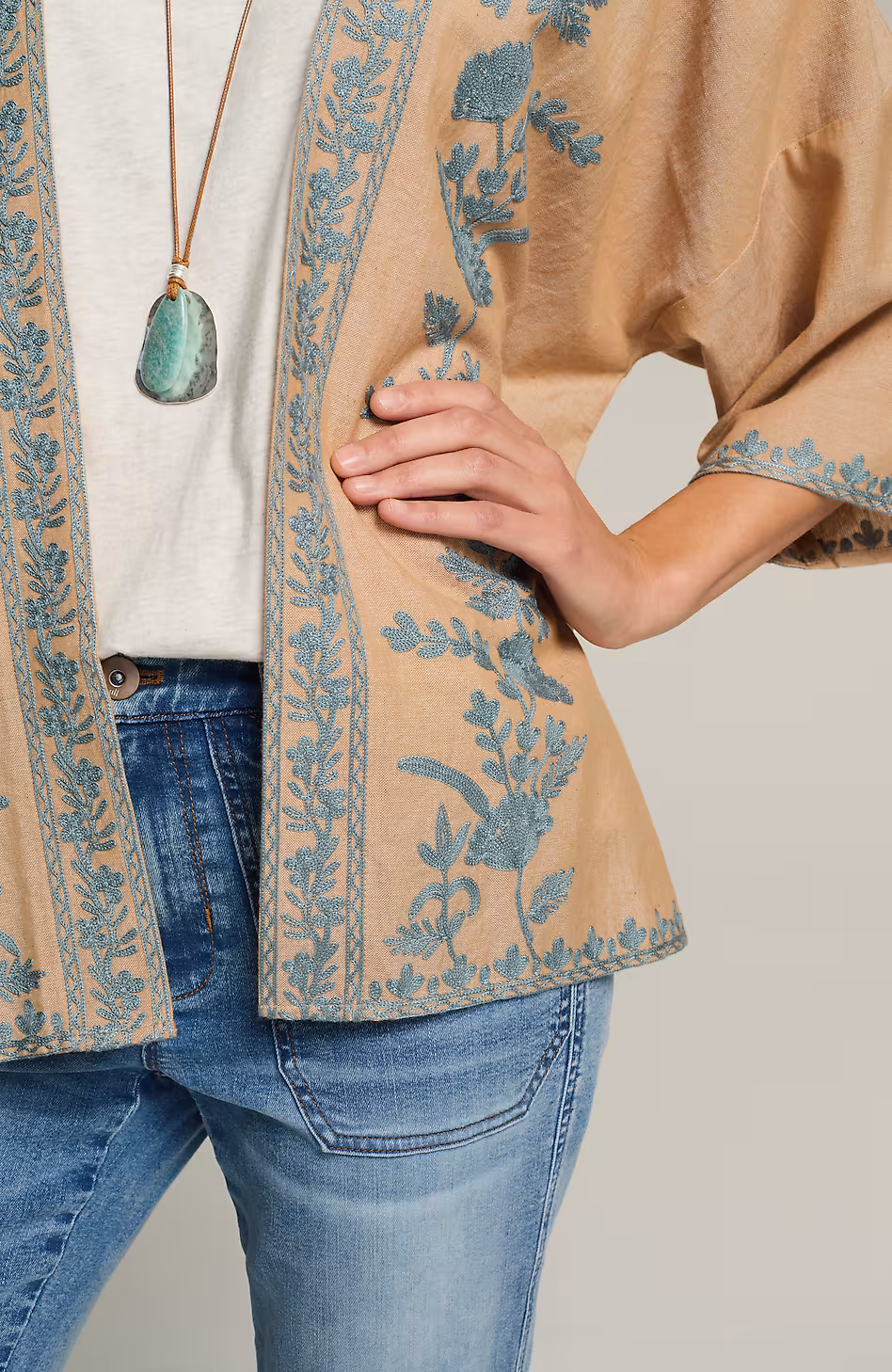 Floral-Embroidered Jacket