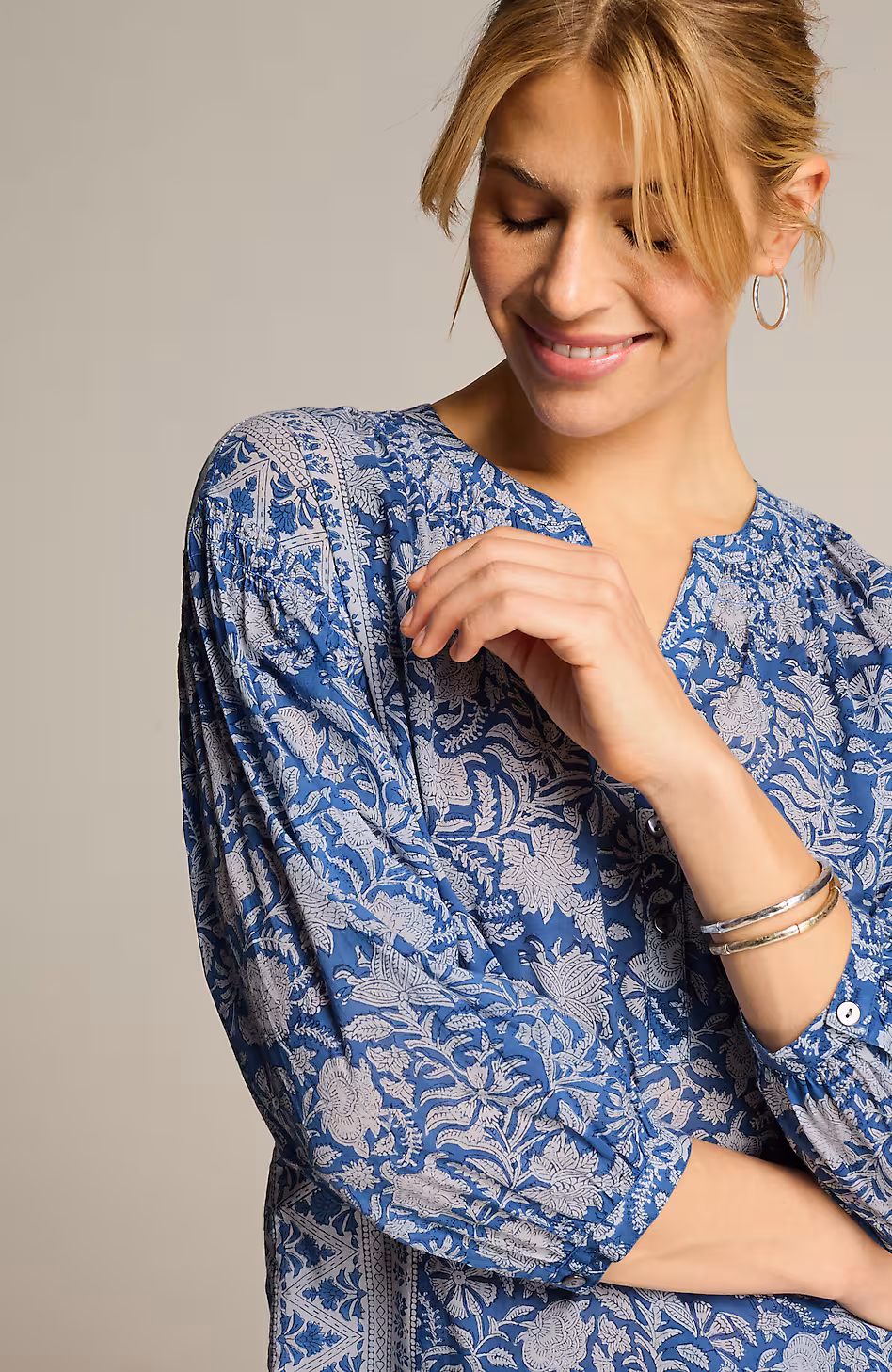 Pure Jill Block-Printed Popover