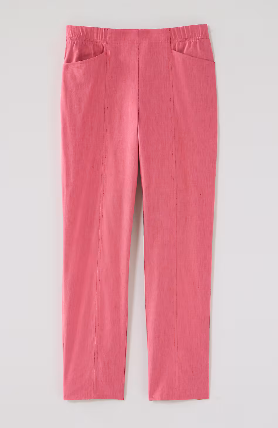 Linen-Stretch Angled-Pocket Slim-Leg Pants