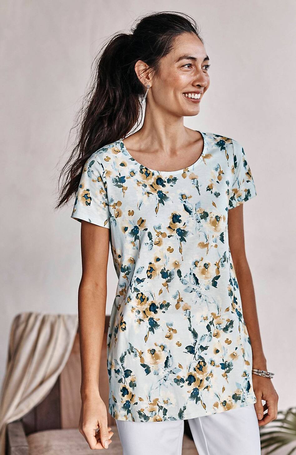 Pure Jill Scoop-Neck Elliptical Tee