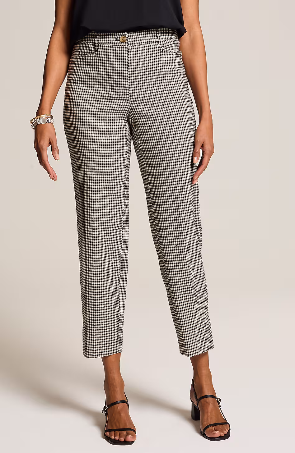 Linen-Stretch Straight-Leg Crops