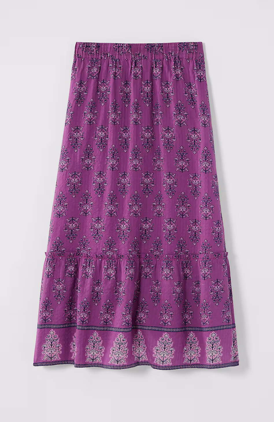 Printed Tiered Midi Skirt