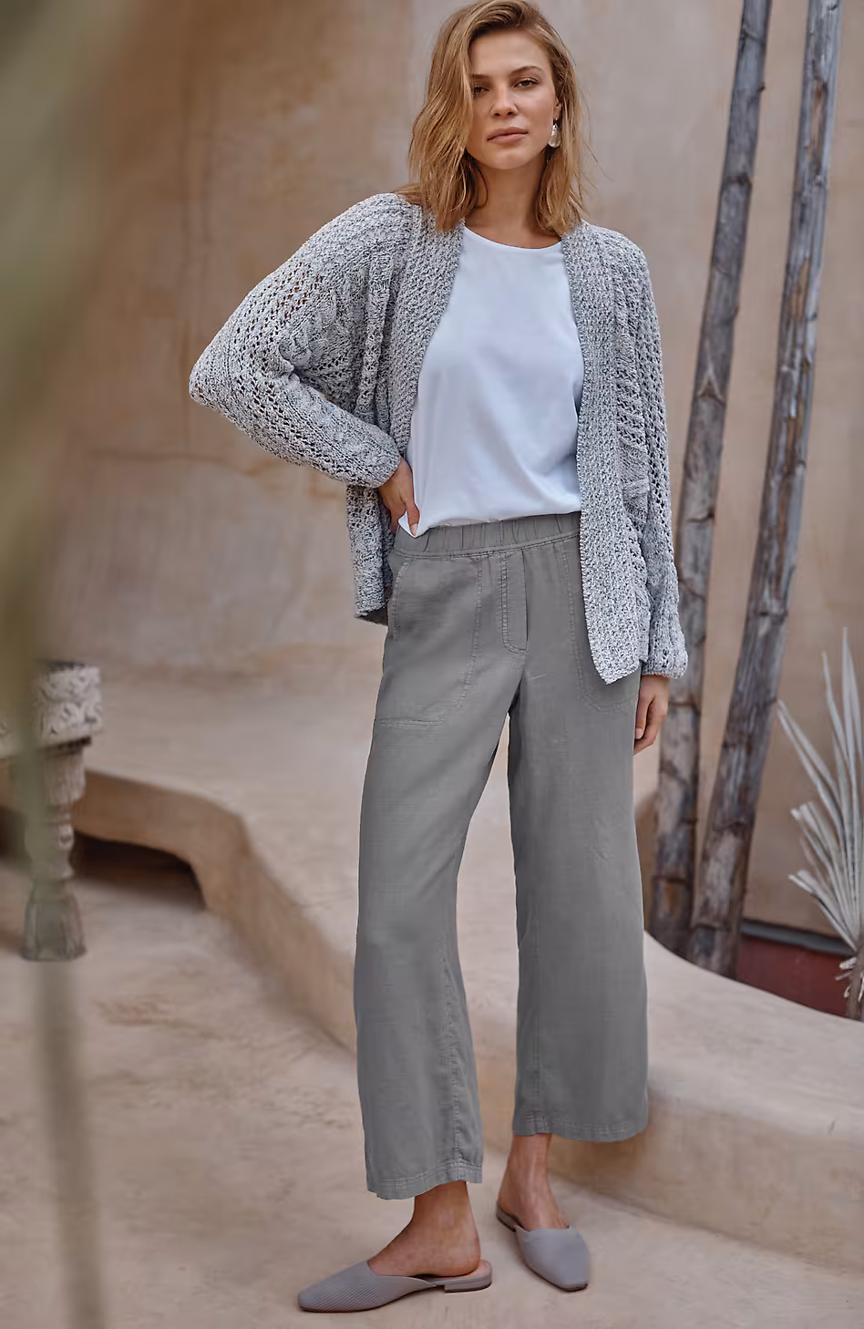 Pure Jill Linen-Blend Wide-Leg Crops