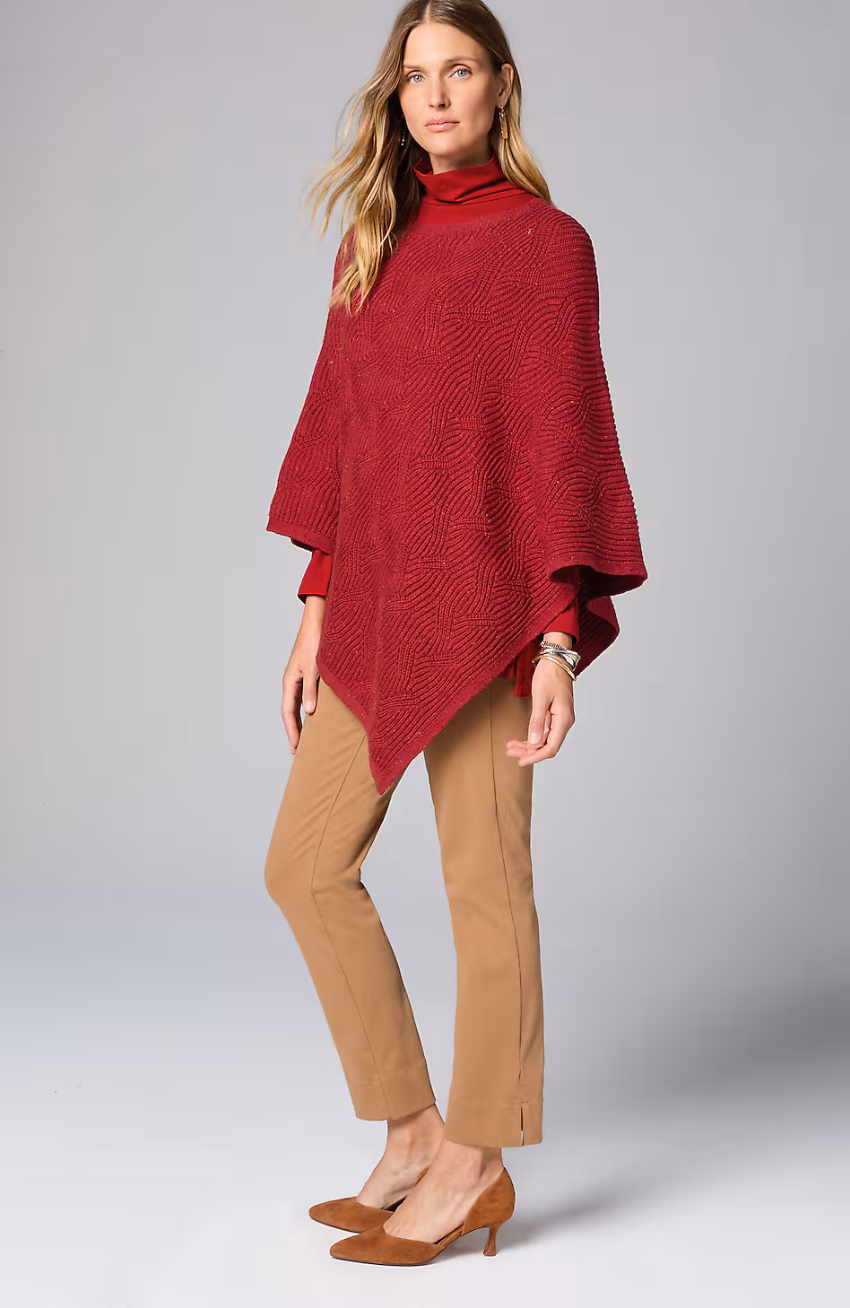 Asymmetric Knit Poncho